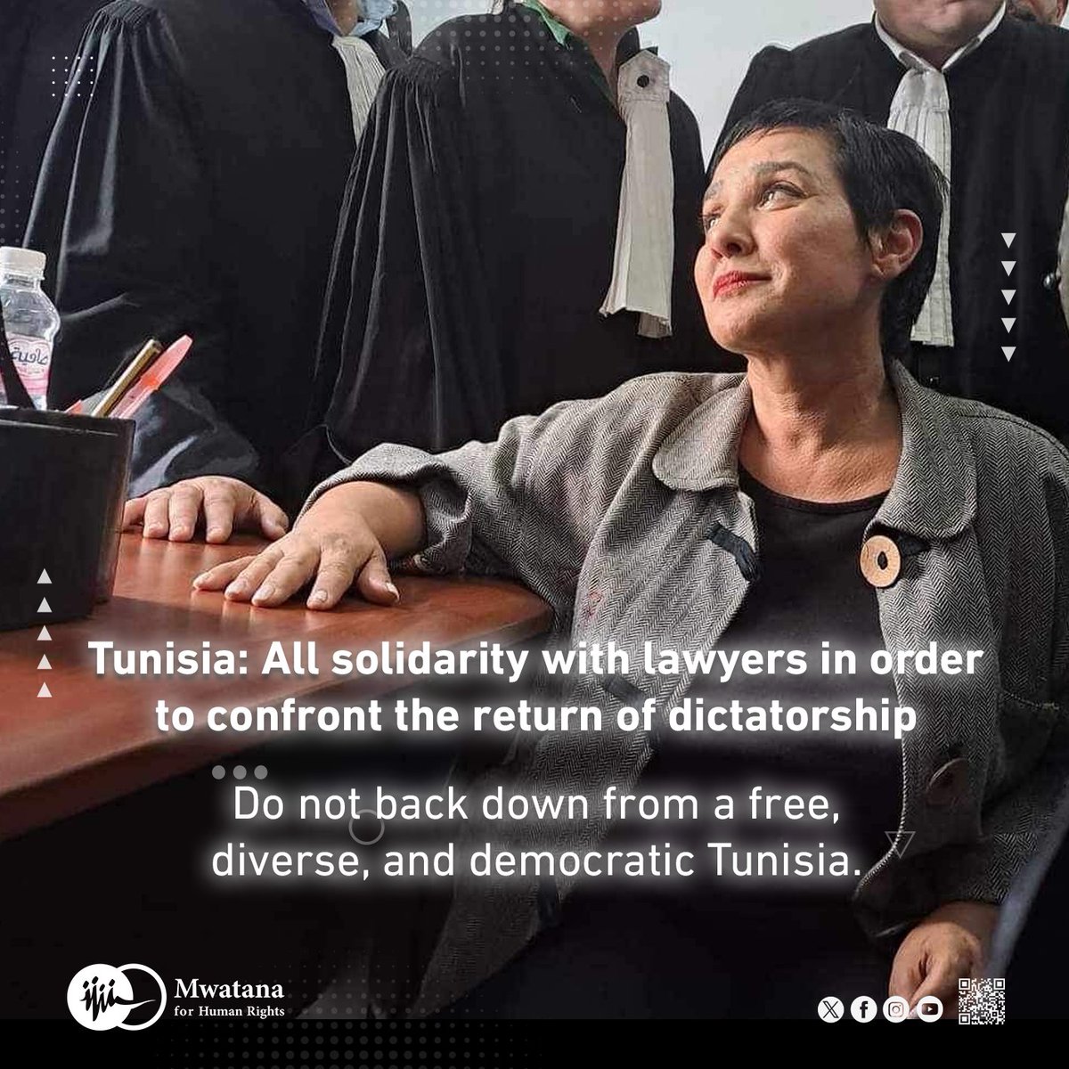 #Tunisia: #Solidarity with #Lawyers in the Fight Against the Return of #Dictatorship Stand Firm for a #Free, #Pluralistic, and #Democratic Tunisia. mwatana.org/posts-en/tunis…