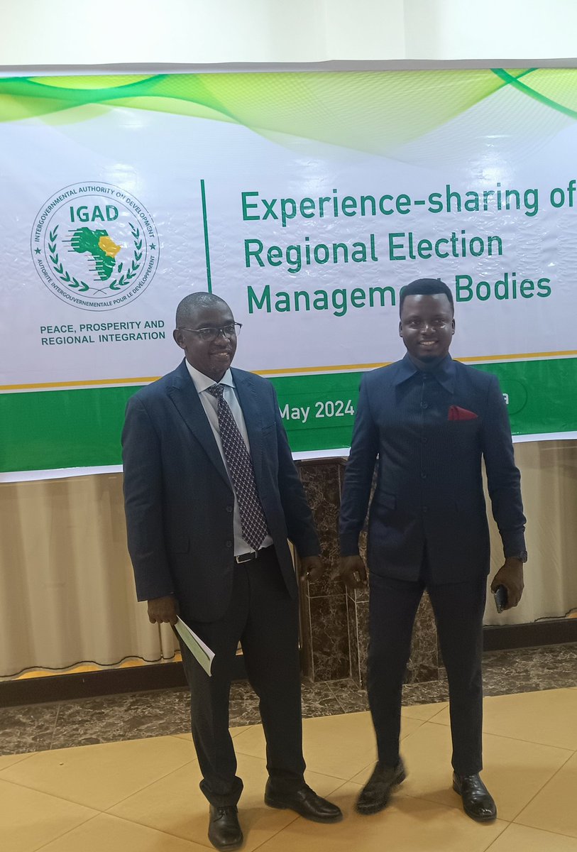 Sharing experiences, distilling good practices in election management in @IGADsecretariat region. Here with my friend @OgwalSam, the IGAD Youth Envoy who made a moving presentation on strategies for enhancing youth involvement and effective participation in electoral processes.