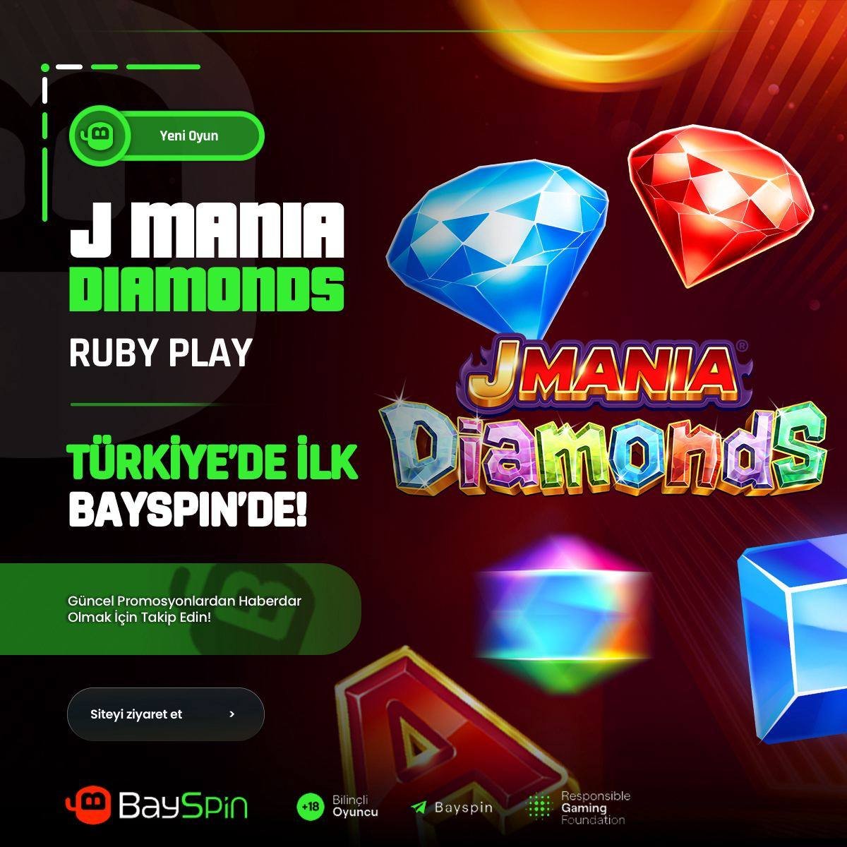 #Bayspin RUBY PLAY TURNUVAMIZ AKTİF 💸 J Mania Diamonds Oyununun Kazananı Olmak İster Misin ? 1000₺ Ve Üzeri Çevrim Yapan 5000 Üyemize 200₺ Nakit Eklemesi Sağlanacaktır! Detaylı Bilgi ve Giriş İçin : cutt.ly/wwOJ1SQN #Bayspin #Bayspingiris #rulet