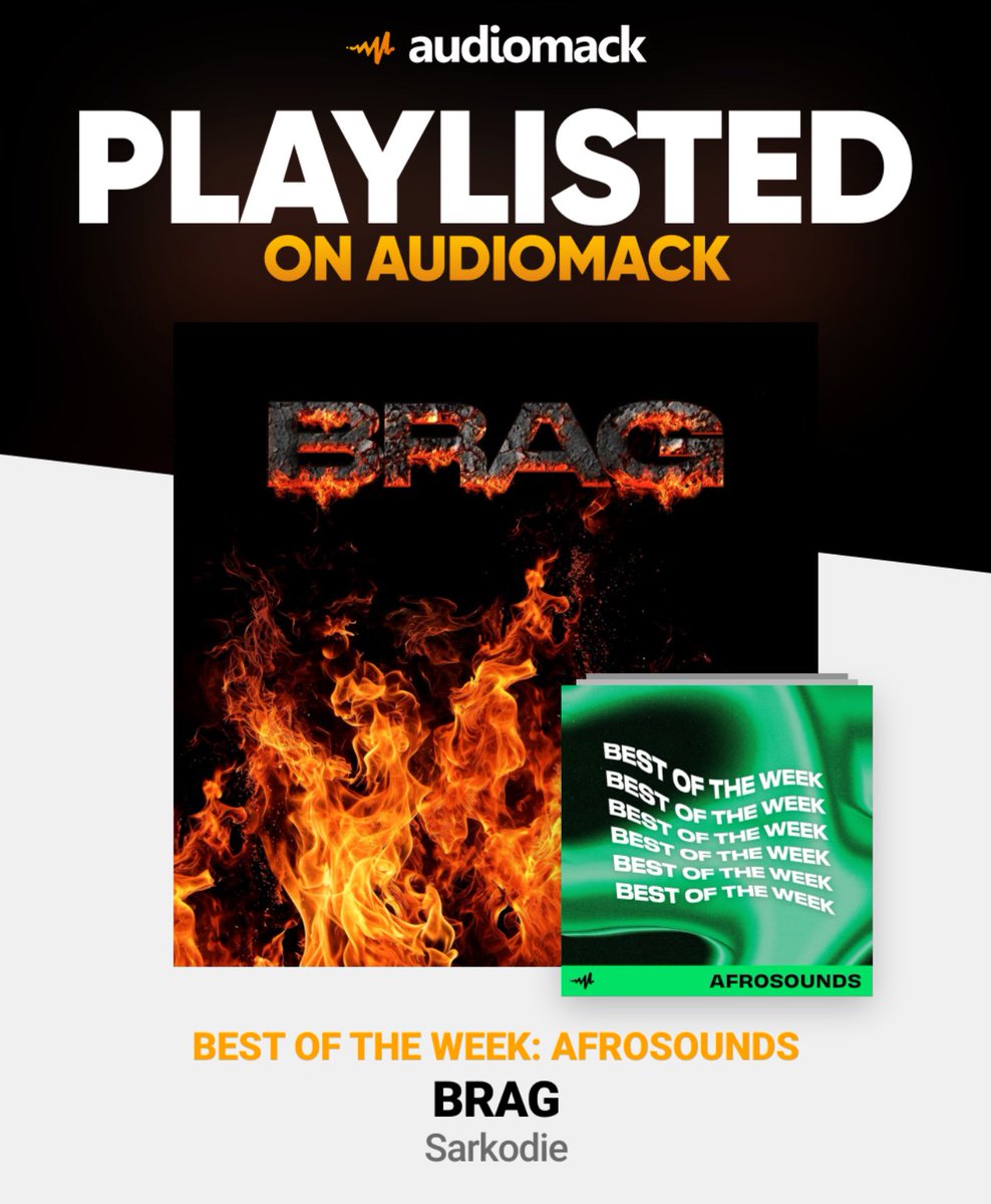 DittomusicAFR's tweet image. Congrats @sarkodie #BRAG “Best of the Week”: Afrosounds playlist by @audiomackafrica. 

Pre-save @sarkodie  - “BRAG” 👇🏾

🔥🎧: ditto.fm/thechampionship

#bestoftheweek #DittoDistributed