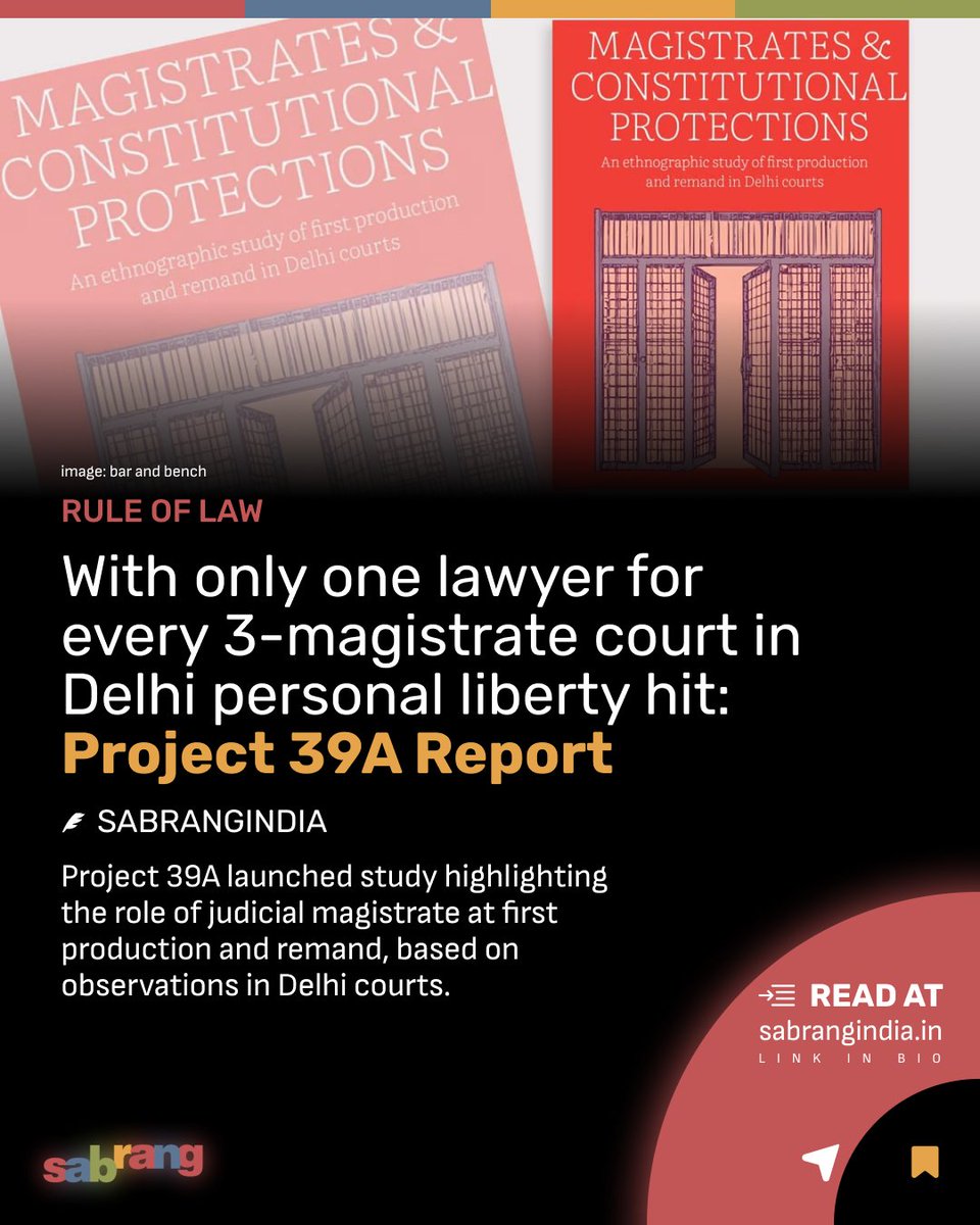 With only one lawyer for every 3-magistrate court in Delhi personal liberty hit: Project 39A Report

#Project39A #LegalRepresentation #DelhiCourts #PersonalLiberty #JudicialResources #AccessToJustice

sabrangindia.in/with-only-one-…