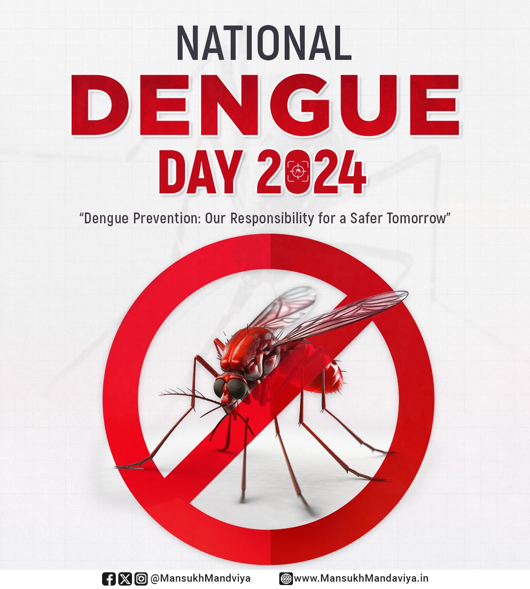 Fight the bite, beat dengue right! 🦟 ❌ With awareness and action, we can prevent the spread of dengue. On #NationalDengueDay, let us pledge to work towards keeping our surroundings clean and safeguarding our communities from this mosquito-borne disease.