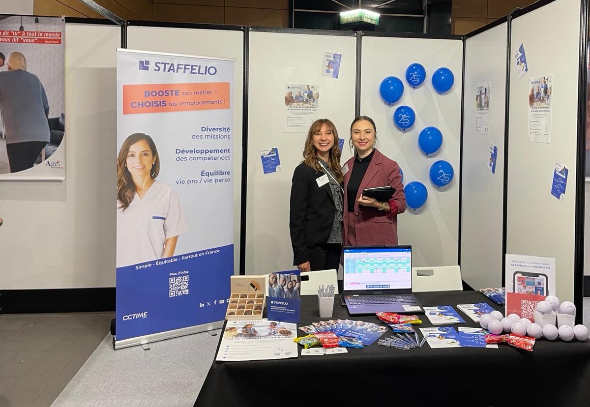 [#Event] Notre plateforme de gestion des remplacements Staffelio au @CongresAge3 ! Retrouvez Oriane et Pauline de la team STAFFELIO sur le stand n°50 | Eurexpo à Lyon. En savoir plus sur STAFFELIO 👇 octime.com/staffelio-solu… #groupeoctime #staffelio #event #santé #rh #salon