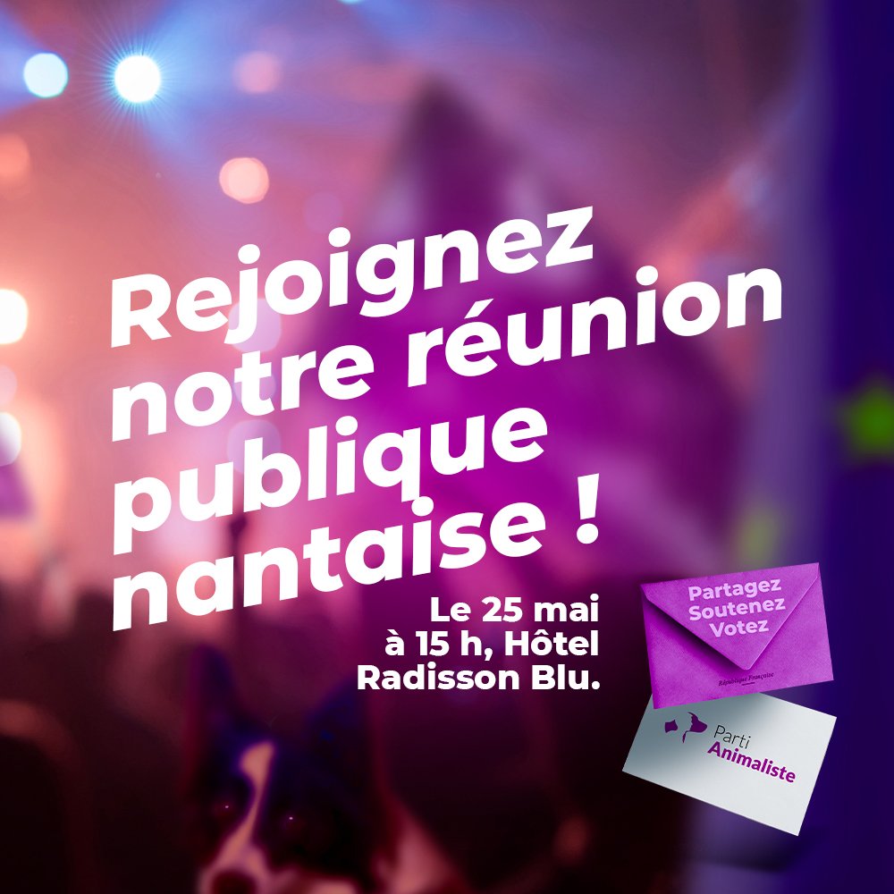 Hélène Thouy sera présente à  #Nantes le 25 mai 🎉
Ne manquez pas cette occasion de découvrir notre tout nouveau programme #européen, articulé autour des interconnexions majeures entre les intérêts des animaux, des humains et de notre planète. 🌱🇪🇺📩 #onrecoltecequelonvote