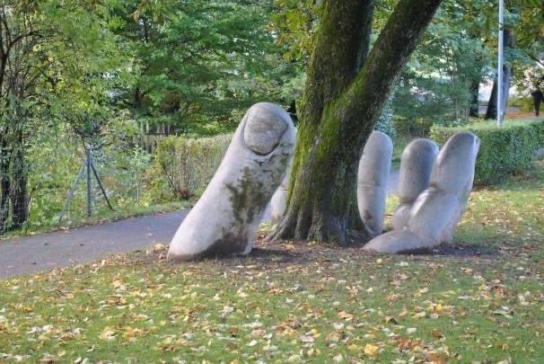 Sculpture called "The Caring Hand". Long live The Arts!