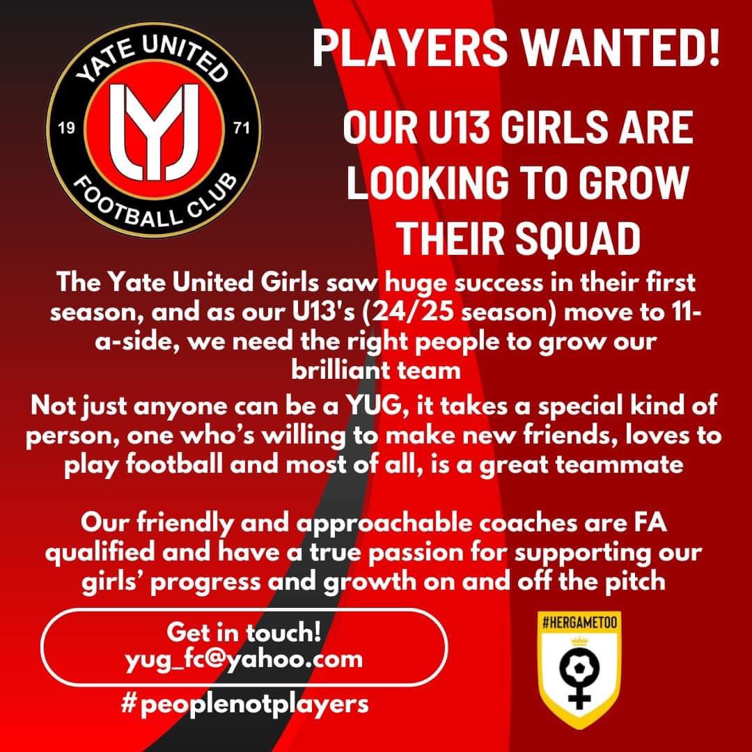 We’re #recruiting! If you’re a girl currently in school year 7, have a passion for #football and want to get involved with a great #team of people let us know! #Peoplenotplayers #UTY