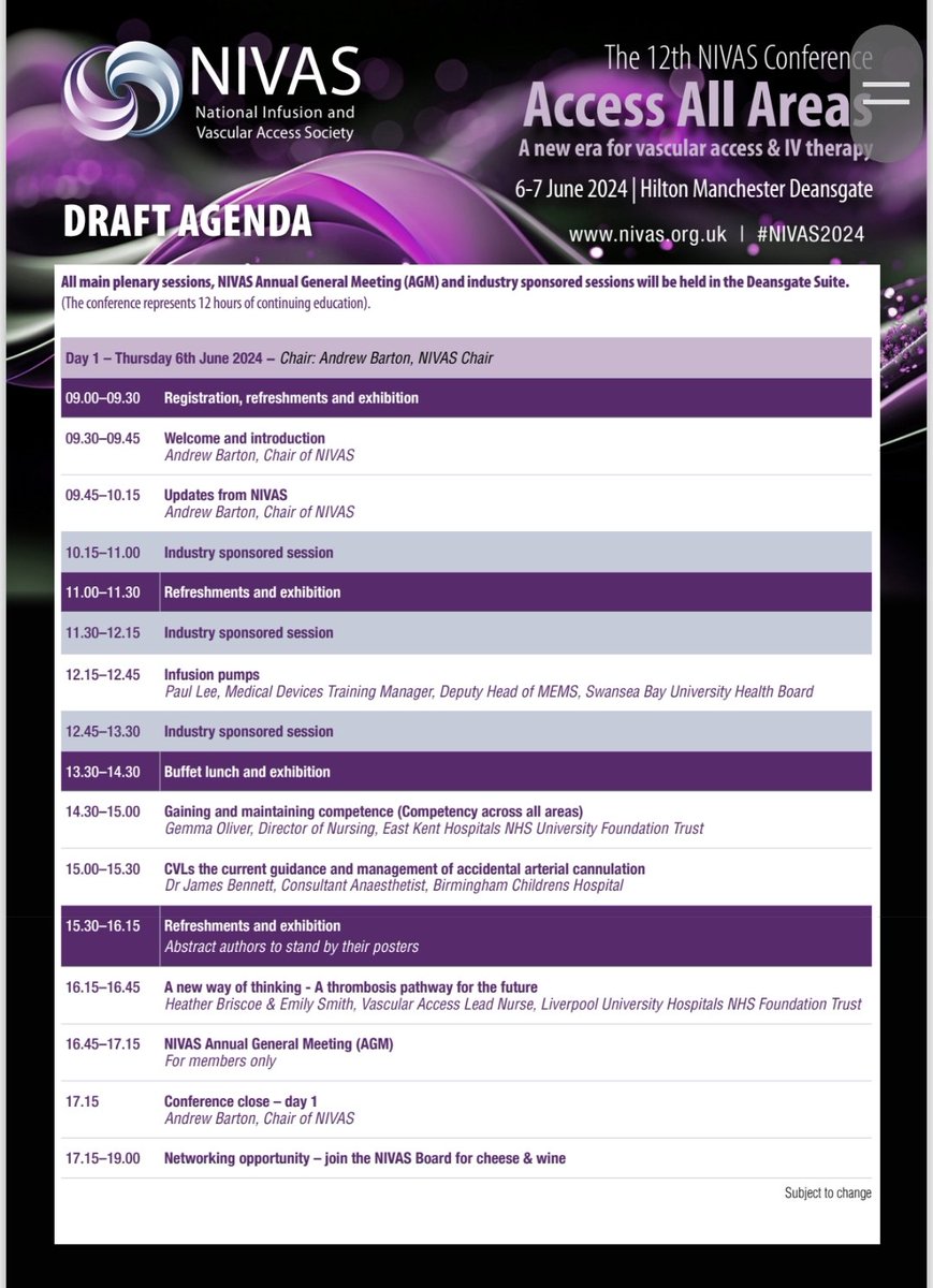 IV_Nurse's tweet photo. NIVAS conference 6-7th June  2024 Manchester. Join us to access all  areas of vascular access and IV therapy. @NIVAS_tweets go to https://t.co/Asu3tN6ZxP to register now. https://t.co/TlEn1lh24r
