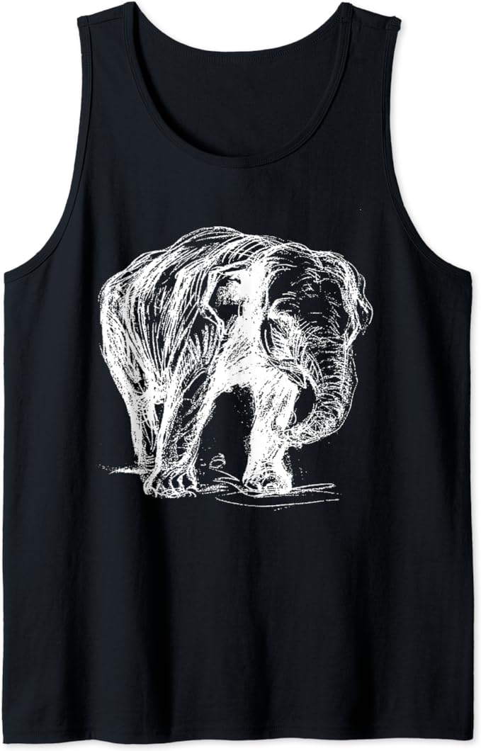 #Elephant Study #Illustration White on Black #TankTop #taiche #elephantlove #elephant #elephants #elephantlover #elephantlovers #elephantfamily #wildlife  #loveelephants  #elephantart #elephantsafari #animals #elephantprint #elephantsantuary #elephantshirt amzn.eu/d/03WyTrA