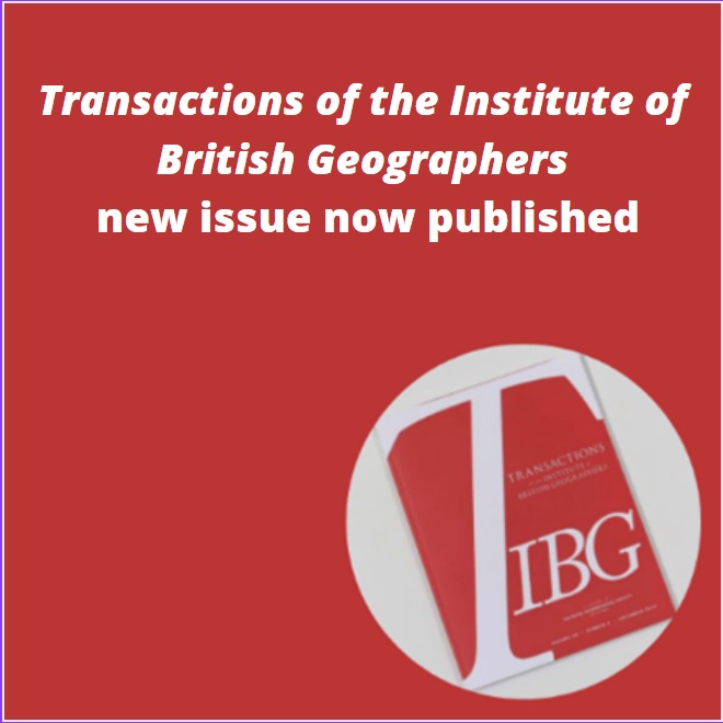 📢A new issue of #TIBG is live📢

Issue 2 features the 2nd part of the Themed Intervention on Geography in the World, 8 regular papers on practices of future-making and a commentary on what geographers can do to support Palestinian calls for liberation.🧵

rgs-ibg.onlinelibrary.wiley.com/toc/14755661/2…