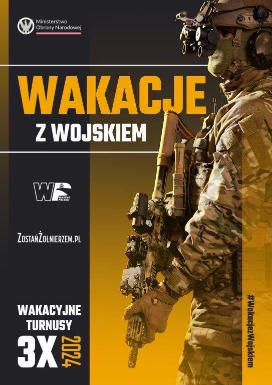 Ruszamy z nowym projektem – Wakacje z wojskiem! To program dla ochotników, realizowany od 10 VI do 14 IX, w ramach Dobrowolnej Zasadniczej Służby Wojskowej. To szansa na zdobycie nowych umiejętności i poznanie Wojska Polskiego. 27 dni szkolenia zakończy się przysięgą, a każdy z