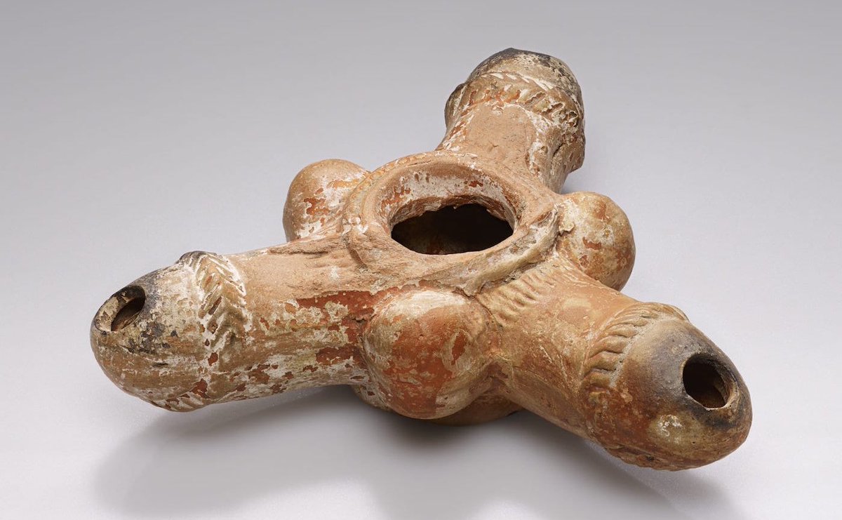 #PhallusThursday

The great news is that you can light your way in dark places. The more surprising news is that every angle of the lamp is a phallus 🤣

Perfectly shaped so that each phallus appears to have a complete set in the sack!

🏛 The Getty