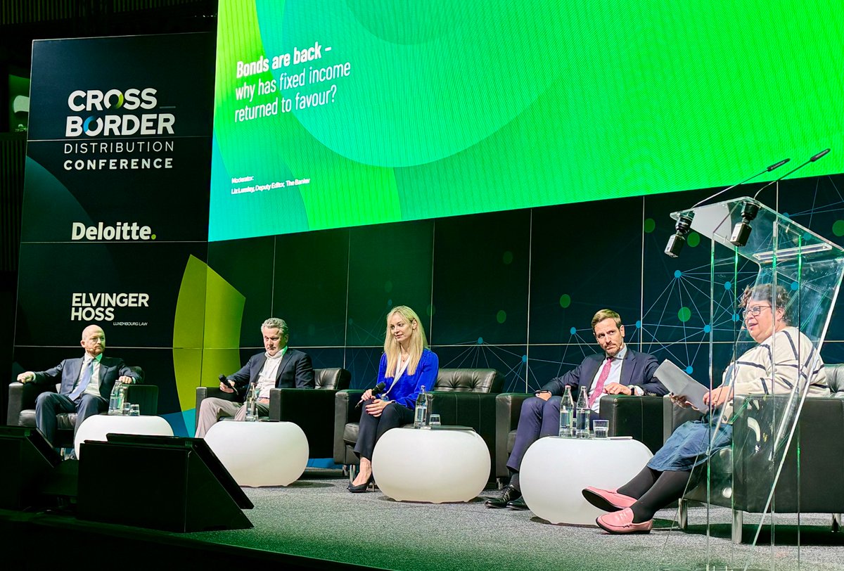 ftlive's tweet photo. @RothGilles @YChoueifaty @BIL_LUX @EurasiaGroup @YuriBender @FT_PWM Bonds are back – why has fixed income returned to favour?
Ross Pamphilon (@ImpaxAM), Sabrina Jacobs (@PictetAM), Michael Biemann (@PIMCO), Sascha Specketer (@InvescoUS) and Liz Lumley (@TheBanker) are sat down to discuss.
#Crossborder2024 #DeloitteLU #ElvingerHossPrussen https://t.co/RFkL5Ch2w7