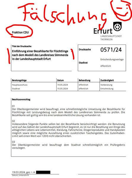 Halbe News sind auch Fake-News. Der CDU-Antrag war pure Heuchelei, nämlich eine Kopie unseres Antrages zu Bezahlkarten für Asylbewerber, den die CDU noch vor Monaten abgelehnt hatte und als „braunen Mist“ bezeichnet hatte. Liebe Thüringer bitte wählt Blau, wählt das Original!