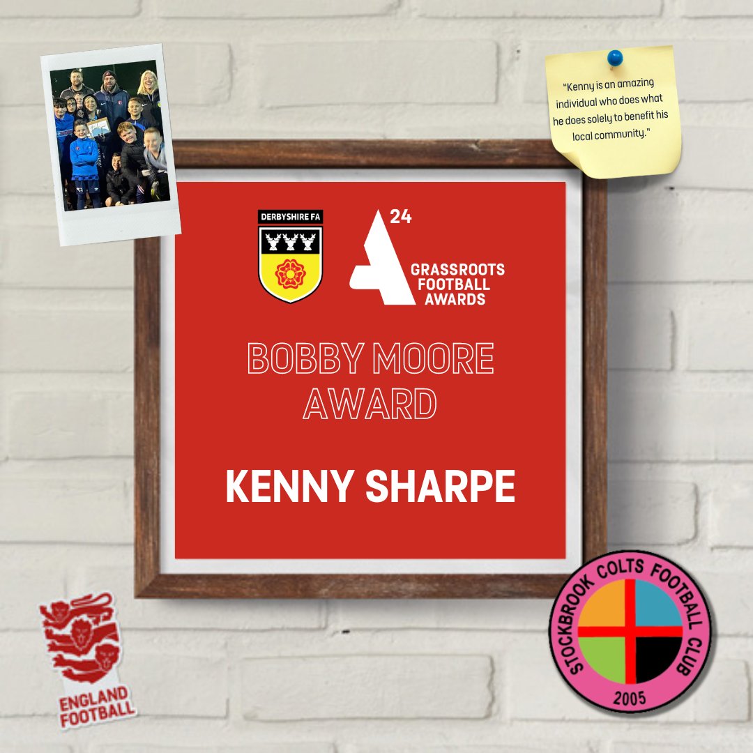 BOBBY MOORE AWARD - Kenny Sharpe (@Stockbrook05) 🏆 Kenny's community work in Stockbrook and Derby City is nothing short of inspirational. His fundraising activities aim to support the local area, battling financial barriers and ensuring inclusivity for all. #GRFA24