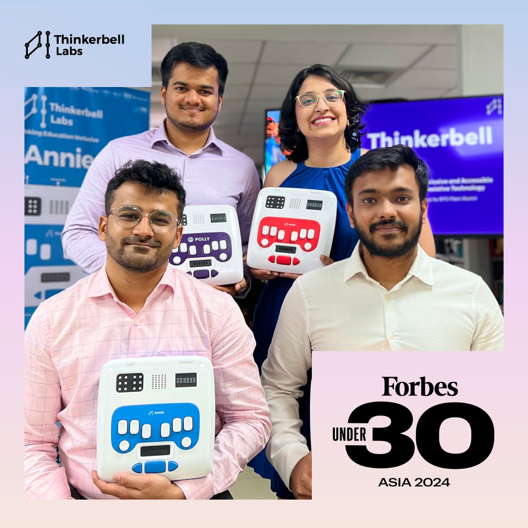 We’re thrilled that our co-founders made the @Forbes  30 U 30 Asia list in 'Social Impact'! Earlier this year, we were featured in @ForbesIndia for our Braille learning innovation, 'Annie.' Thank you, Forbes!🌟
@ForbesAsia @moadkid @Sanskriti_Dawle @nsaifw @d19_r @ForbesWomen