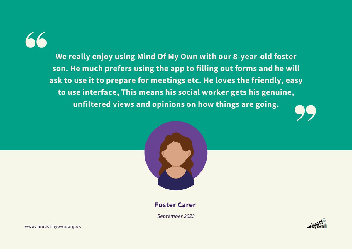 We are so proud of our community of dedicated #fosterCarers who work tirelessly to support the young people in their care. 💚 #FosterCareFortnight #MindOfMyOwn #testimonial