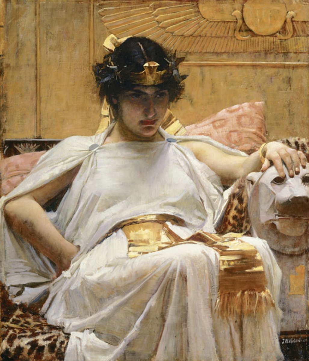 This week's @artukdotorg #OnlineArtExchange theme is Egypt, in honour of Creatures of the Nile at @VictoriaGallery curated by @GarstangMuseum Cleopatra by JW Waterhouse (1888, Private Collection)