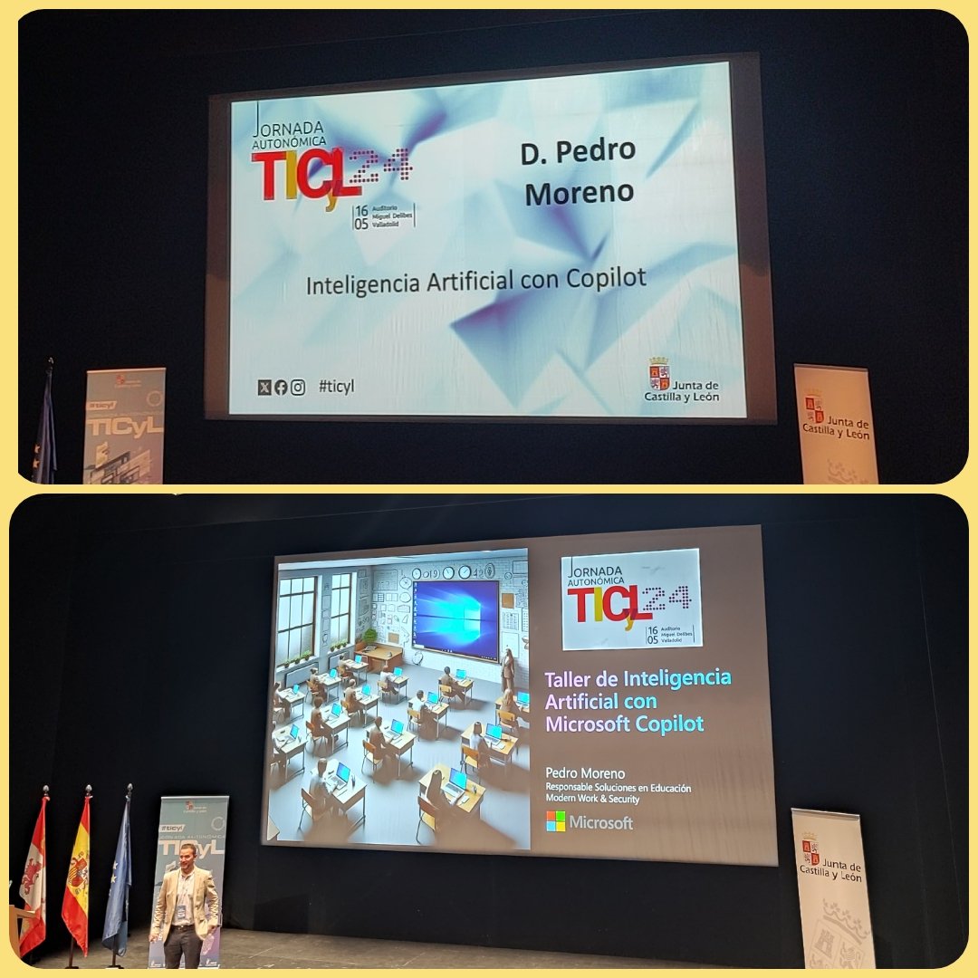 Taller de inteligencia artificial con copilot por D. Pedro Moreno, Education Solution Specialist- Microsoft #TICYL24 #COMPDIGEDU @educacyl #ticyl