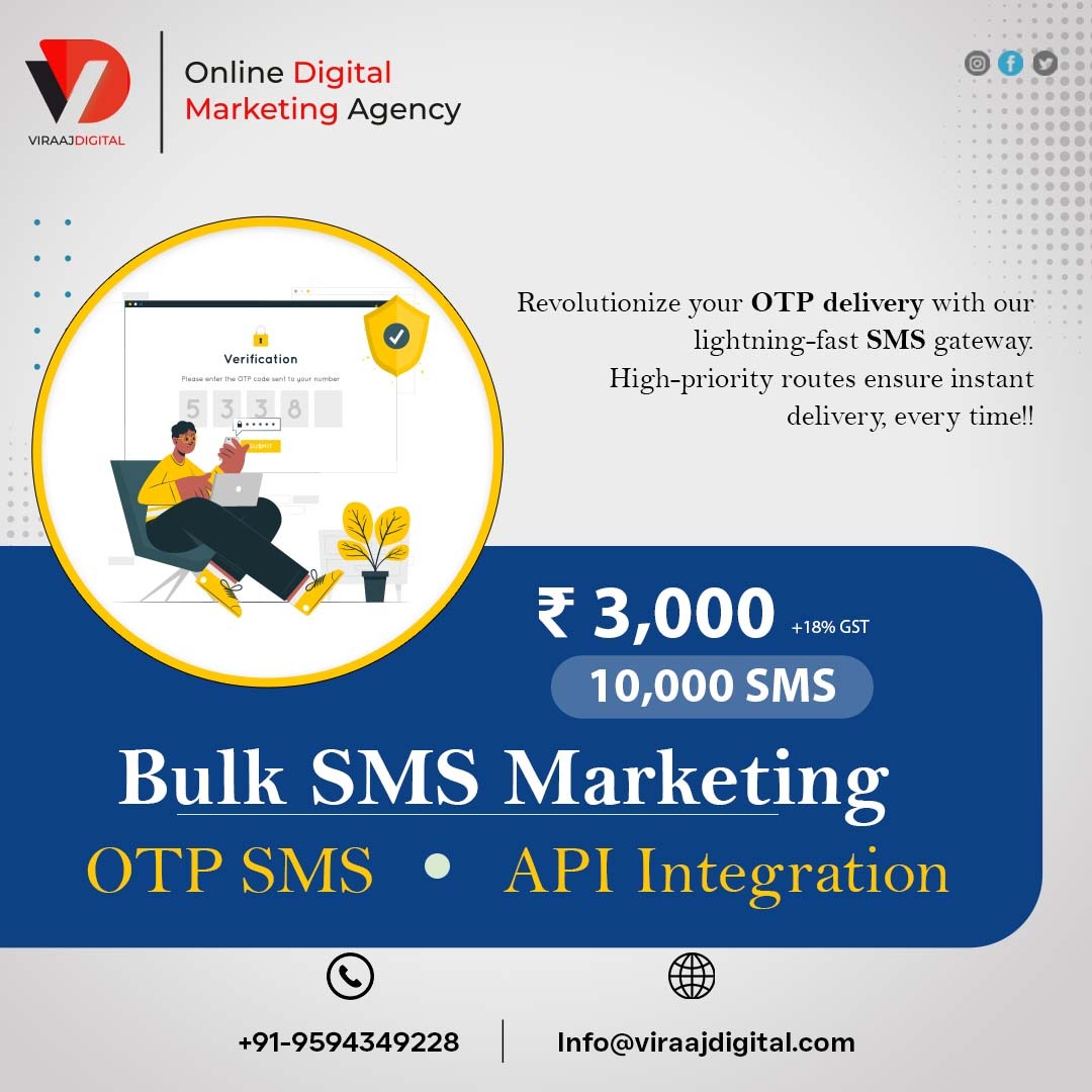 OTP SMS is the perfect marketing strategy for reaching out to bulk customers without compromising with security. Viraaj digital offers OTP SMS service to businesses wiling 
 viraajdigital.com
#OTP_SMS #marketing_strategy #bulk_customers   #security #Viraajdigital #OTP_SMS