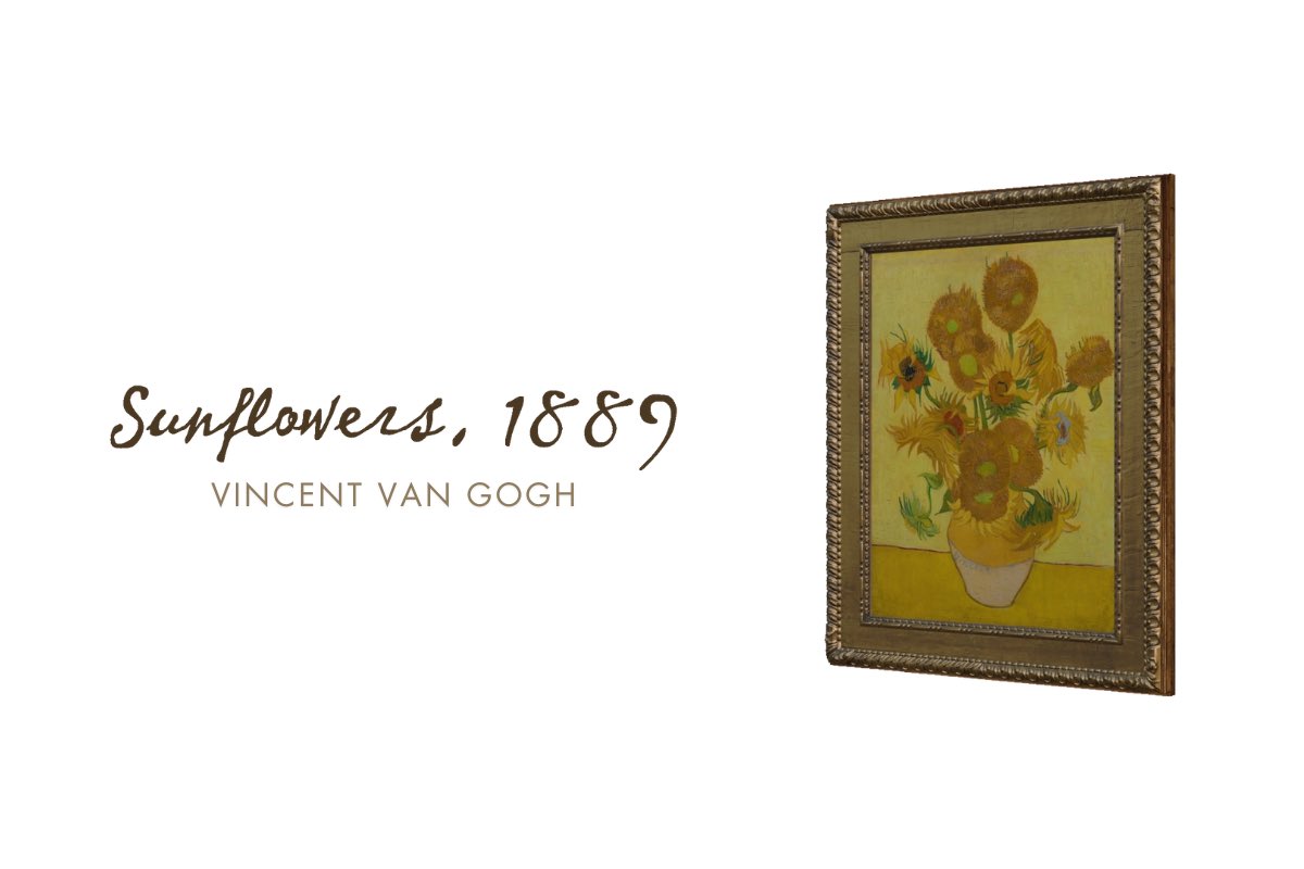 Vincent van Gogh's Sunflowers, painted in 1889, is an emblem of artistic brilliance and emotional depth. This masterpiece, depicting a vase filled with sunflowers against a golden backdrop, exemplifies van Gogh's innovative use of color and texture 🌻 One digital collectible