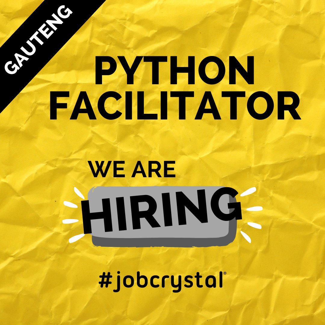 To learn more and apply, follow this link -> jobcrystal.com/job/gauteng/py…
#JobCrystal #jobseekers
