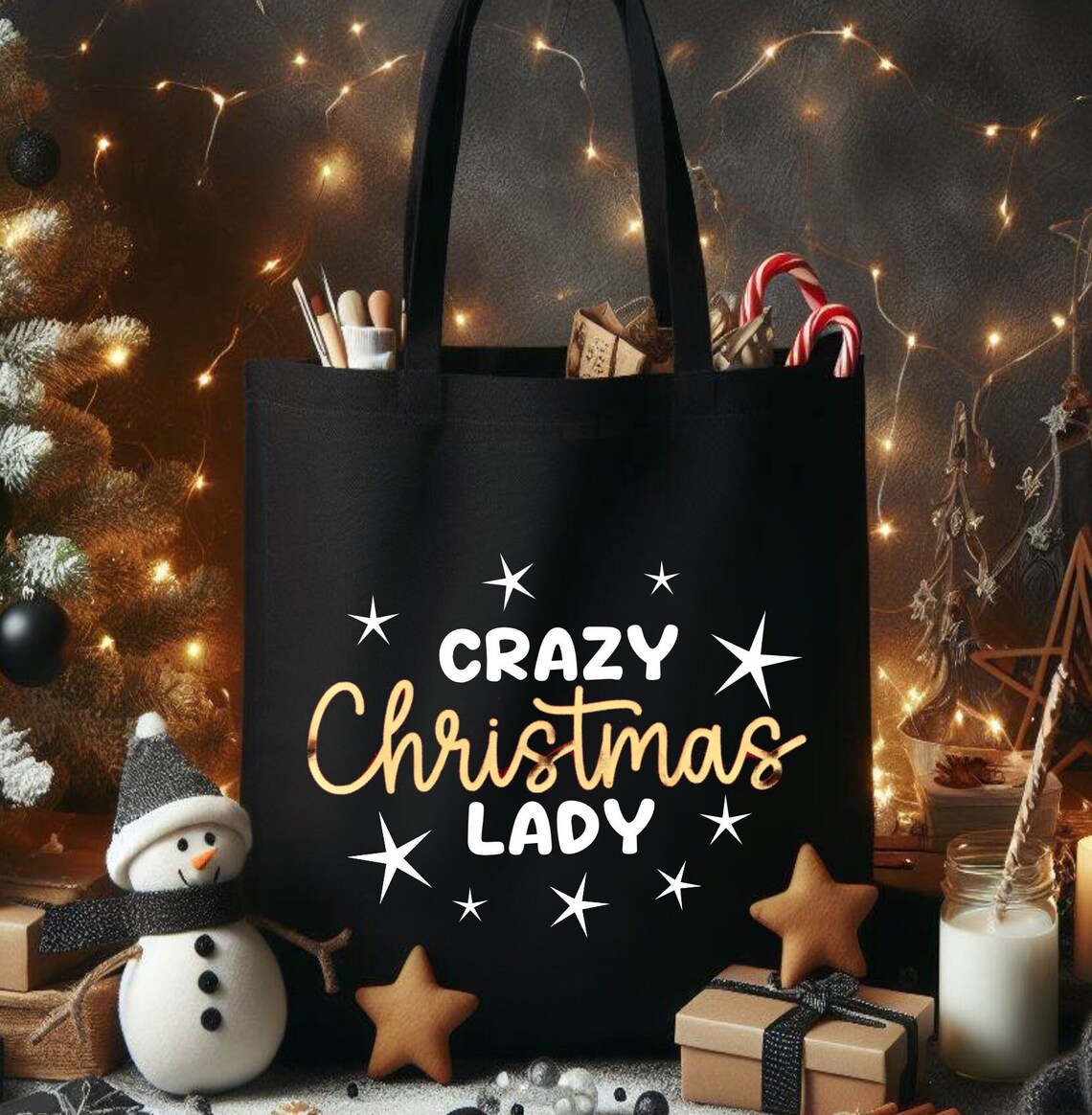 ⭐ New for 2024 ⭐ Crazy Christmas Lady Tote Bag available in Black/Red/Green
👉 christmascountdown.etsy.com/listing/171709…