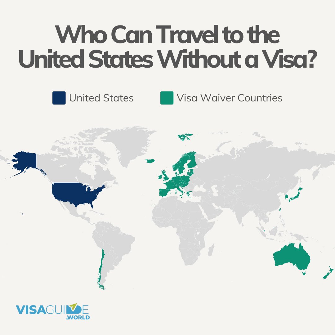 visaguideworld's tweet photo. The Visa Waiver Program allows citizens of 41 countries to travel to the United States for business or tourism purposes without a visa for up to 90 days🇺🇸 

#us #unitedstates #visawaiverprogram #esta #map #infographics #travel #flag https://t.co/2GktwI5IvG