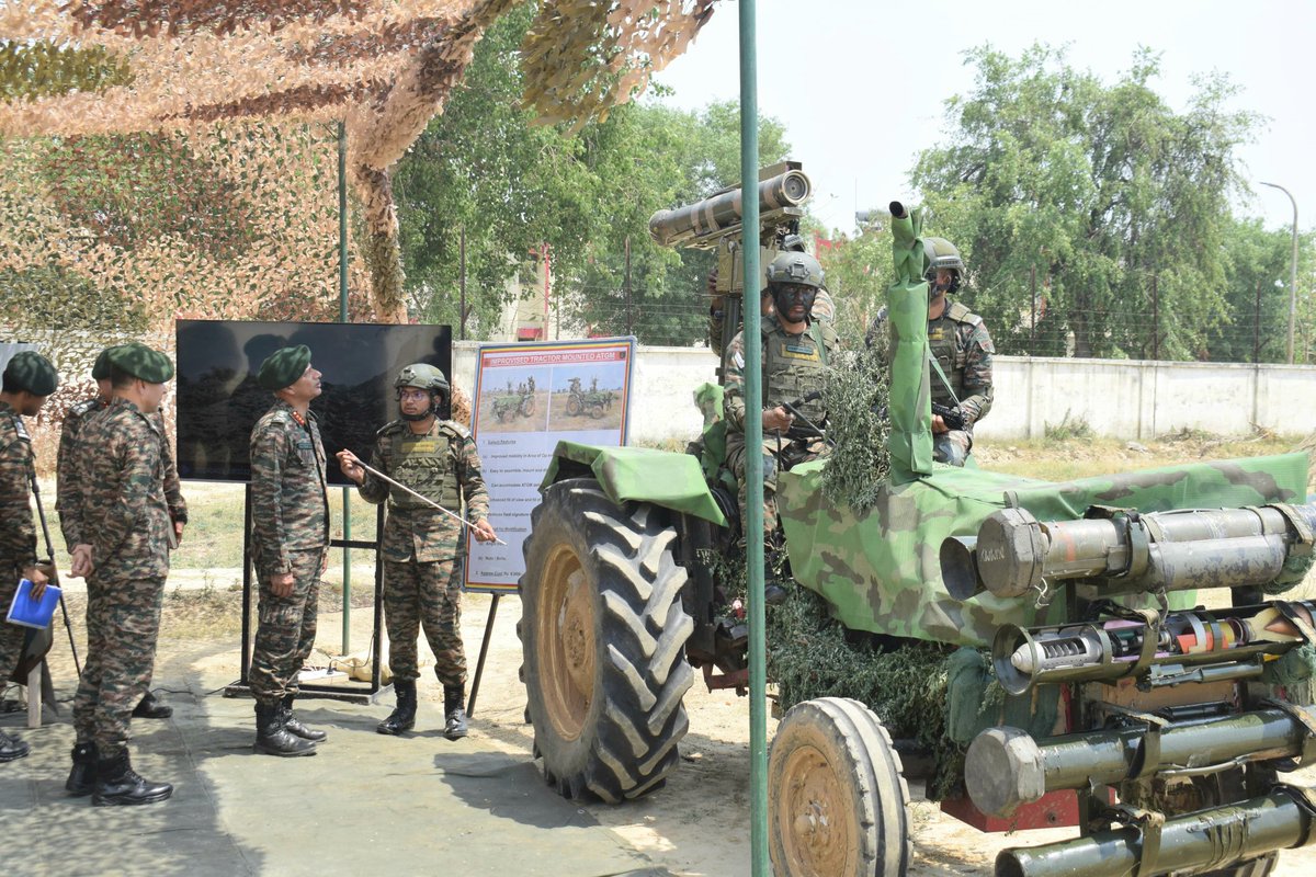 Indian Army using tractor to carry anti-tank (ATGM) missiles. 'Improvised tractor mounted ATGM'