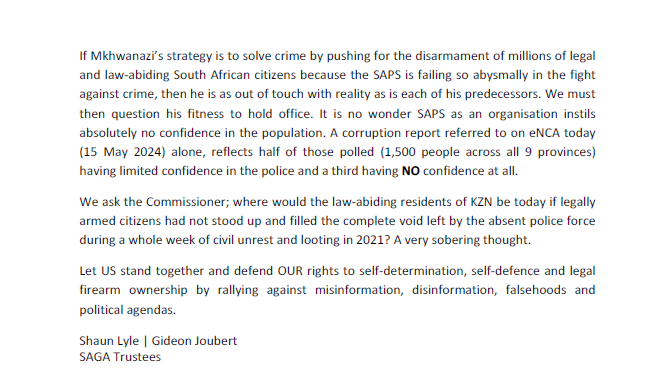 SA Gunowners Association tweet media