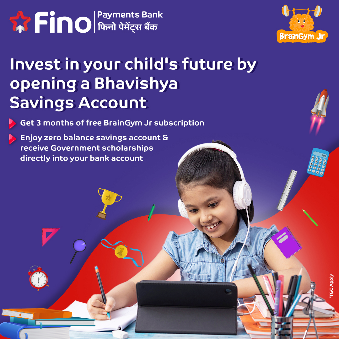 At Fino, we understand the importance of your child's future. That's why our Bhavishya Savings Account is designed to secure their tomorrow. Apply now! Give a missed call to 7877788977 or click bit.ly/3V0di2m.

#FinoPaymentsBank #FikarNot #FinoBanker #DigitalBanking