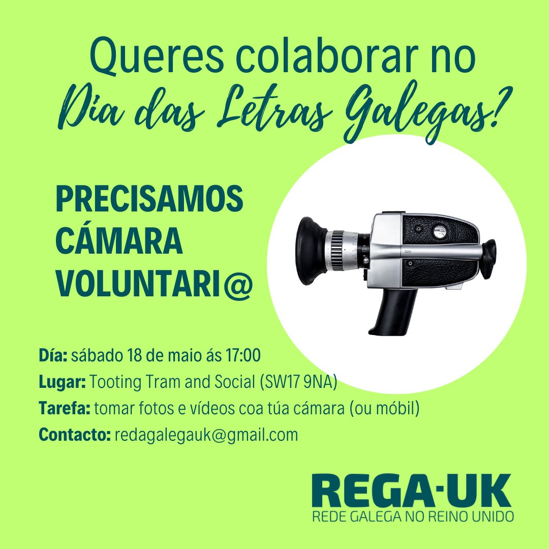 ⏳𝟮 𝗱𝗶́𝗮𝘀 𝗽𝗮𝗿𝗮 𝗼 𝗗𝗟𝗚 𝟮𝟬𝟮𝟰 📸📽️ Precisamos voluntari@ para tomar fotos e vídeos. Anímaste? Se prefires outra tarefa (inflar globos, pegar carteis, racionar empanadas...), tamén podes axudar! 📨 Email: redegalegauk@gmail.com 🆓 Voluntari@s: entran de balde 🥳