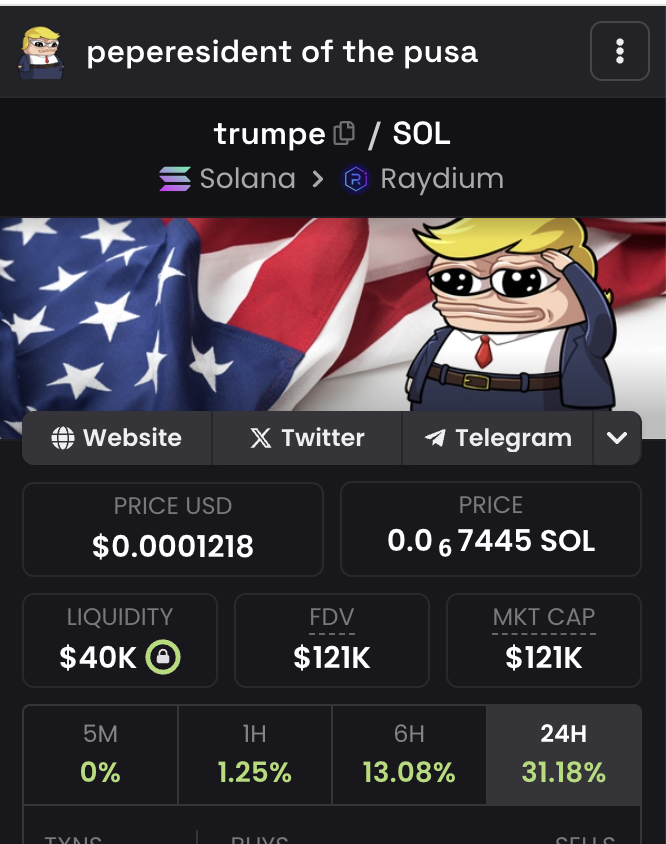 elections will come, and our dear peperesident $trumpe will be traded at least 100x higher than its current level. people will then wonder, 'why didn't I buy the dip?' well, I'm sorry, guys.