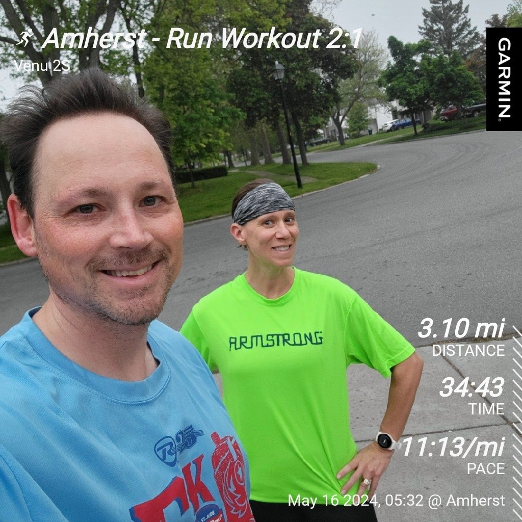 I am so glad it's Thursday! Busy day ahead, but when it's over it's time for some fun weekend plans with hubby and our son! Glad we got to kick off the day with a run! Have a great Day! 😊 #running #morningmiles #riseandrun #medalchasers #thursdayrun #mayrunning