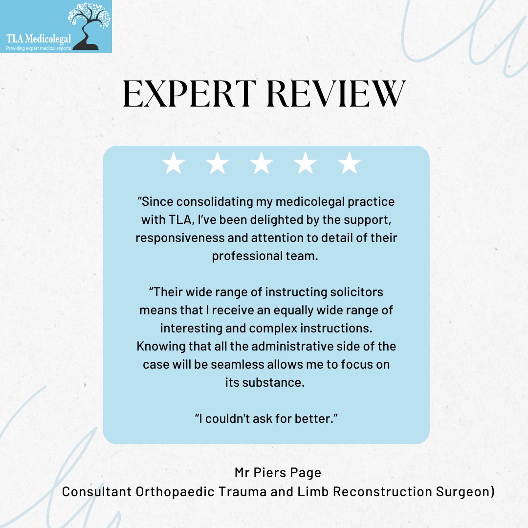 🌟 Check out this amazing testimonial from orthopaedic trauma & limb reconstruction surgeon @PiersPage, showcasing the advantages of becoming an 'Expert Member' of @tlamedicolegal with the support of our dedicated team! 🏥💼 #TLAExpert #Testimonial #MedicalReports #PI #MedNeg