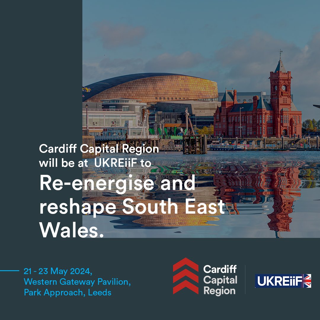 Cardiff Capital Region will be attending @UKREiiF to showcase £15 billion in investment opportunities. Join us at the #WesternGateway pavilion to hear more on cross-border collaboration, #netzero strategies and #futureproofing infrastructure.