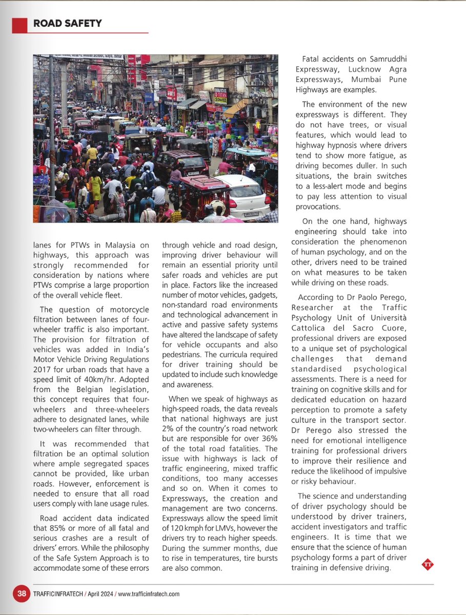IRTEsocial's tweet photo. The prestigious Traffic Infratech Magazine recently published an article by Ms Arushi Baluja, Head - Departments of Driver Training, Public Health, and International Affairs - IRTE, titled 'Driver Training and Beyond' https://t.co/8rL38HC4FQ… #TrafficInfraTech #DriverTraining https://t.co/gGc08YfAOL