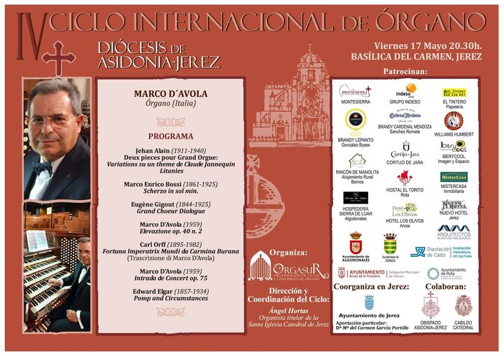 El IV Ciclo Internacional de órgano continúa esta tarde en #Jerez ⤵️ 🎹Con un concierto del organista italiano Marco D'Avola ⌚️A las 20.30 horas 📍En la Basílica del Carmen Tienes más ℹ️ 🔗jerez.es/webs-municipal… @MCS_Asidonia