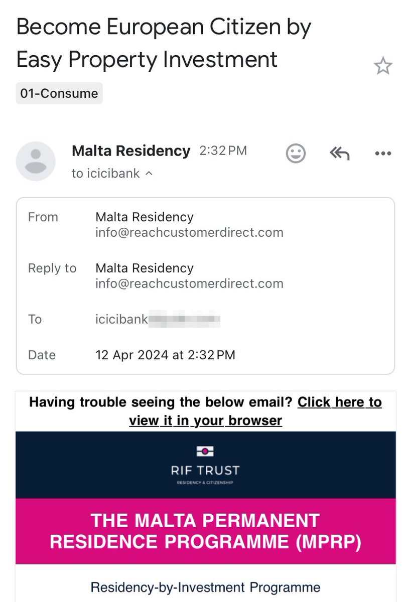 @suchetadalal I create specific email id for each banks / services I use. 

When I get an email on that id from other services, I know the data is sold. 

Here are two I got on ICICI bank email id. One from stablemoney and another on Malta immigration offer.

Our data is sold on the open