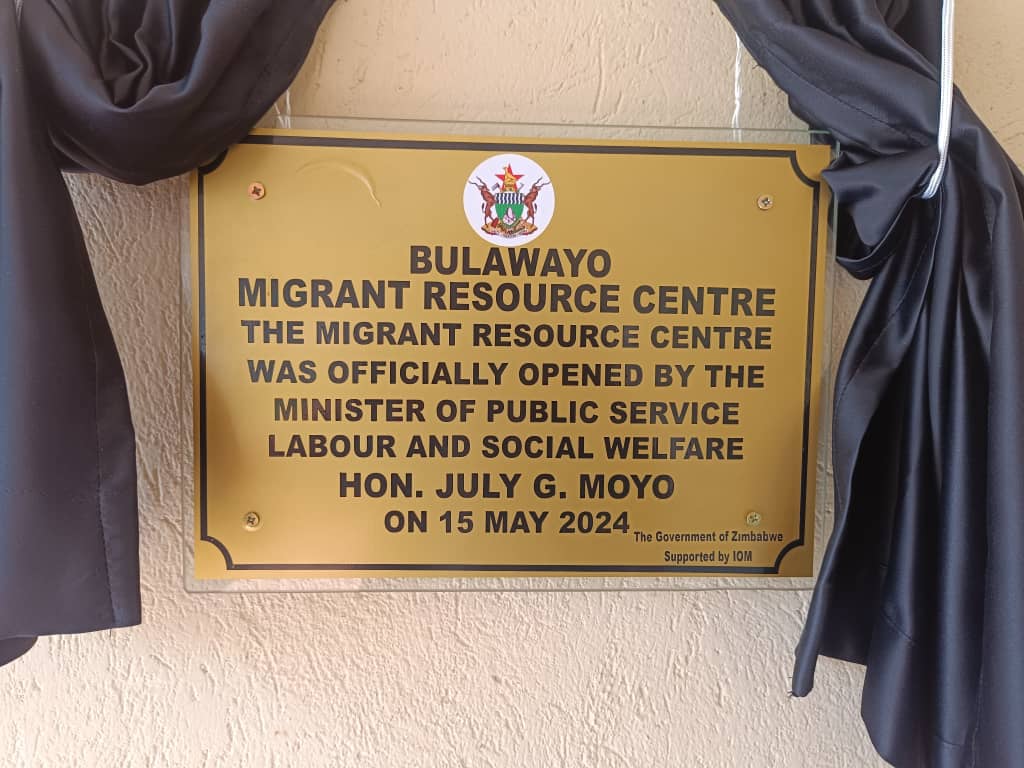 IOMZimbabwe's tweet photo. Congratulations to the Government of Zimbabwe on the launch of the Bulawayo #MRC. IOM partnered with @OMpslsw on this initiative w/ funding from @StatePRM to inform migrants on the prevention of irregular migration &amp; their rights &amp; responsibilities during the migration process. https://t.co/dskj6fCGKH