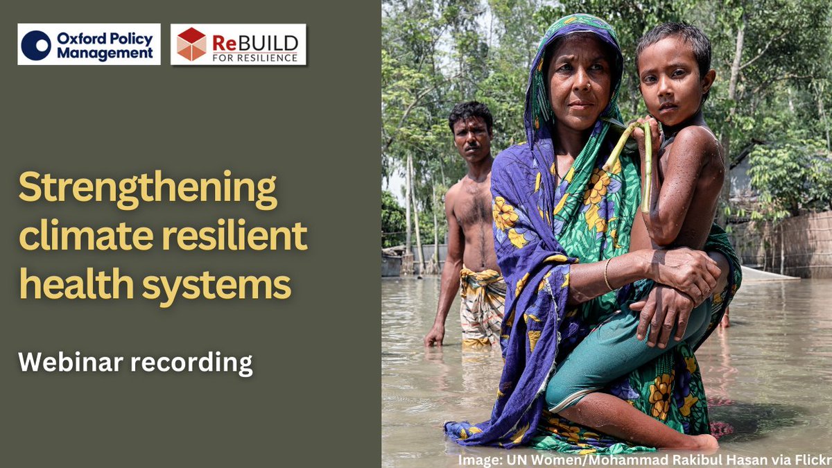 ReBUILD for Resilience (@rebuildrpc) on Twitter photo 'Strengthening climate-resilient health systems: opportunities & challenges at policy & facility level'
Watch the webinar recording here...
▶️rebuildconsortium.com/resources/clim…
With <a href="/RenzoGuinto/">Renzo Guinto</a>, Helen Yaxley of <a href="/FCDOHealthRes/">FCDO Global Health Research</a>, <a href="/sushilbaral/">Sushil Baral- बटुवा</a>, <a href="/ElizabethGogoi/">Elizabeth Gogoi</a> of <a href="/OPMglobal/">Oxford Policy Management</a> 'Strengthening climate-resilient health systems: opportunities & challenges at policy & facility level'
Watch the webinar recording here...
▶️rebuildconsortium.com/resources/clim…
With <a href="/RenzoGuinto/">Renzo Guinto</a>, Helen Yaxley of <a href="/FCDOHealthRes/">FCDO Global Health Research</a>, <a href="/sushilbaral/">Sushil Baral- बटुवा</a>, <a href="/ElizabethGogoi/">Elizabeth Gogoi</a> of <a href="/OPMglobal/">Oxford Policy Management</a>