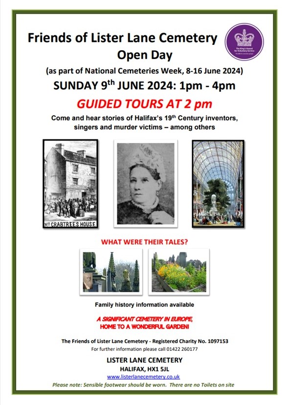 The Friends are holding an Open Day on Sunday 9th June as part of #NationalcemeteriesWeek (8-16 June 2024). Guided tours of Lister Lane Cemetery starting at 2pm. No need to book.