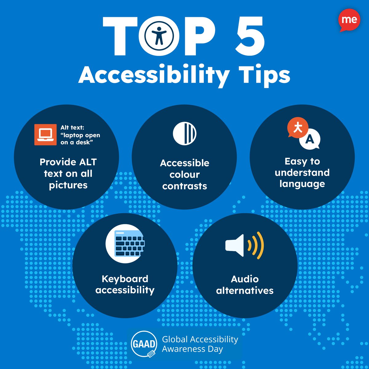 Today, #GlobalAccessibilityAwarenessDay, we’re working with @reciteme to share #accessibility tips. Our top 3: ⭐Provide ALT text on all pictures ⭐Use accessible colour contrasts ⭐Use simple language & audio alternatives. See the full guide.👇 downloads.reciteme.com/gaad-inclusive… #GAAD