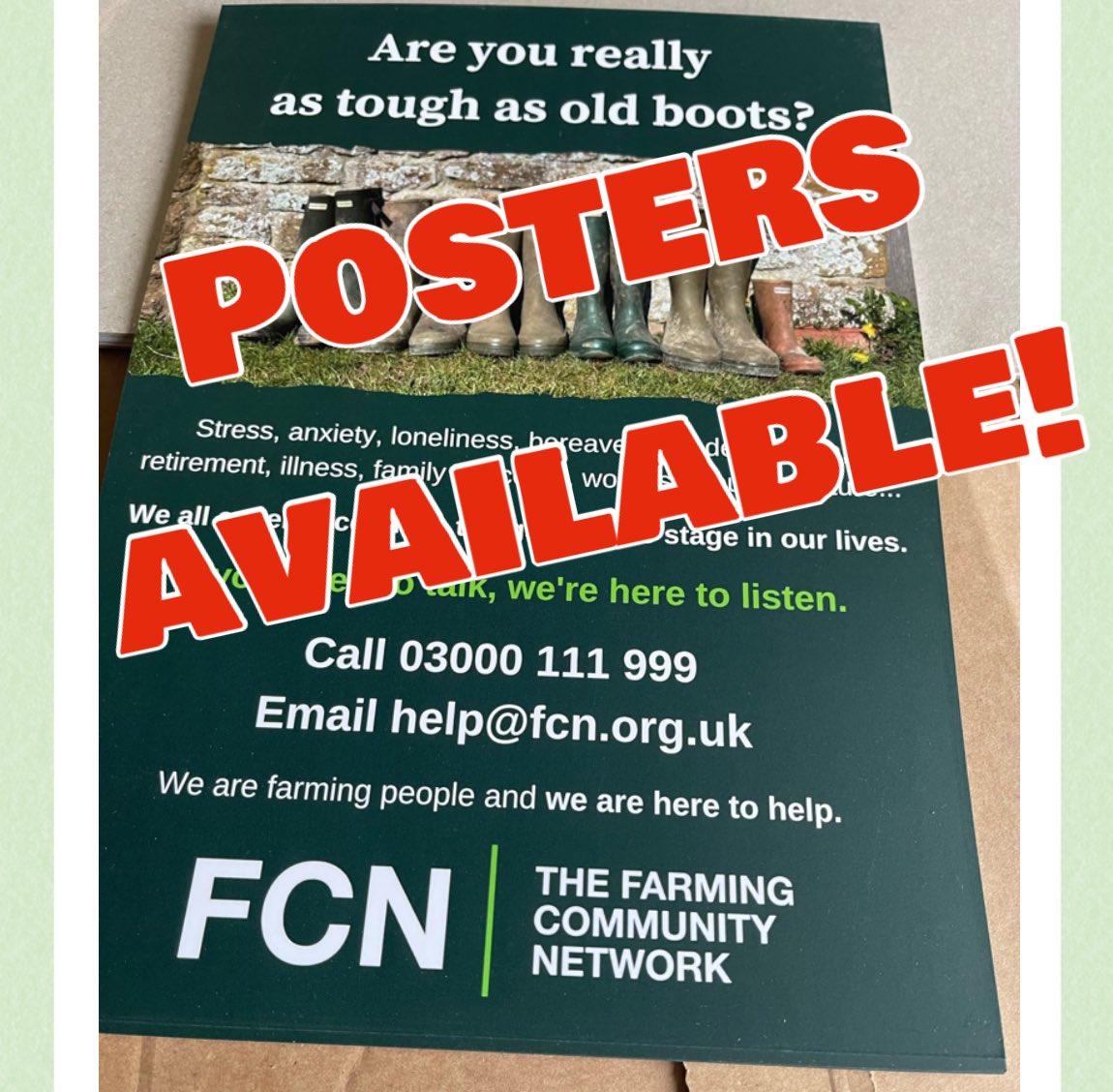 If anyone wants a poster for their shop, church, village notice board, office, etc to get in touch. We have loads to share!

#fcn #fcnnorth #volunteering #charity #farming #farmingcharity #charityposters #volunteers
