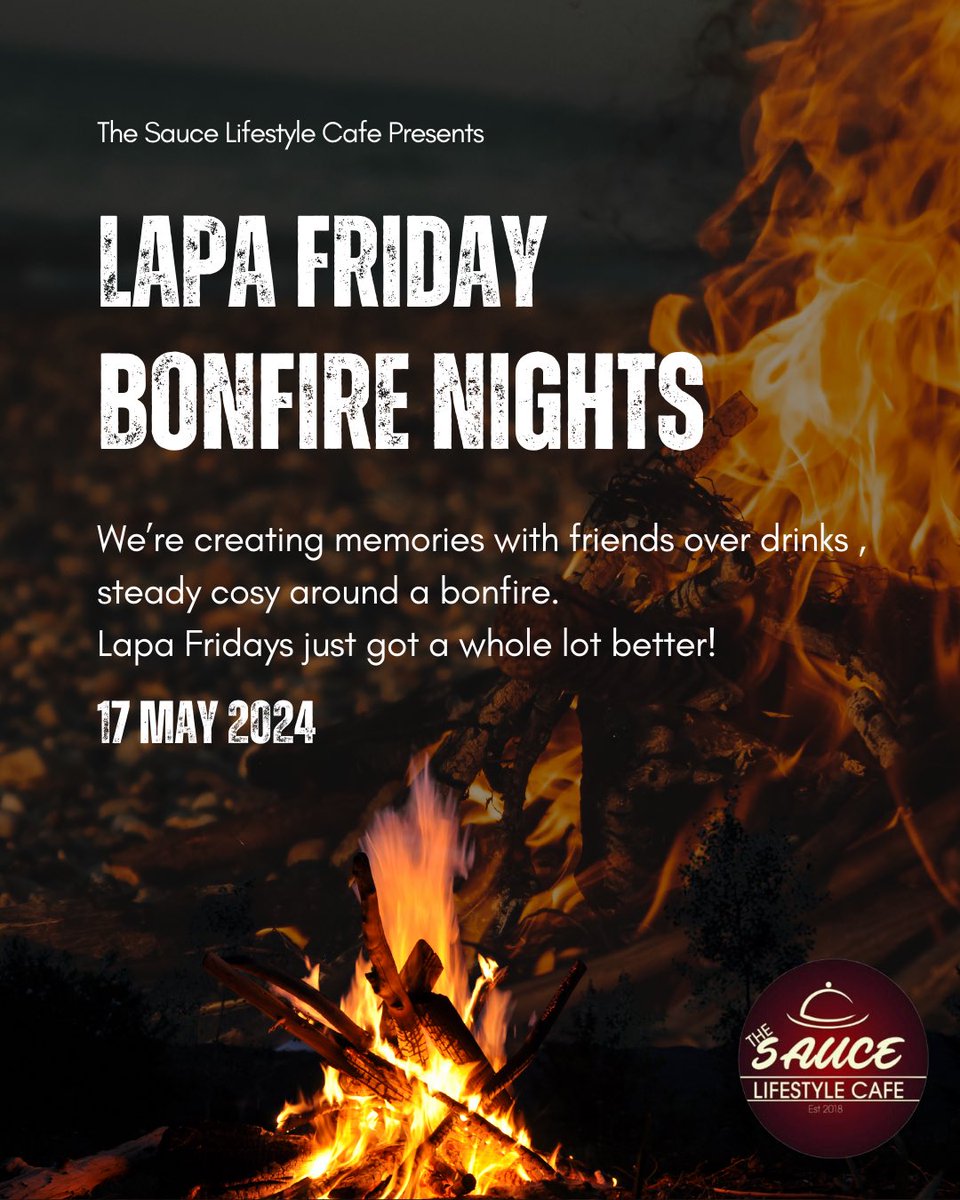 Snuggle up & grab a drink! 🥂✨ There’s a bonfire in town.🔥 We’re creating memories with friends over drinks, steady cosy around a bonfire. Lapa Fridays just got a whole lot better! . . #thesaucelifestyle #deephouse #fridaysession #sundowners #polokwane #polokwaneexperience