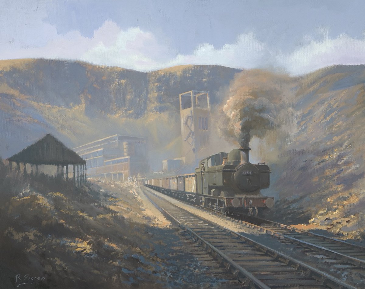 Bwllfa Dare Colliery, Aberdare, South Wales. 20' x 16' oil painting on canvas. Prints, cards etc of this painting are available on the website -redbubble.com/i/art-print/Bw…