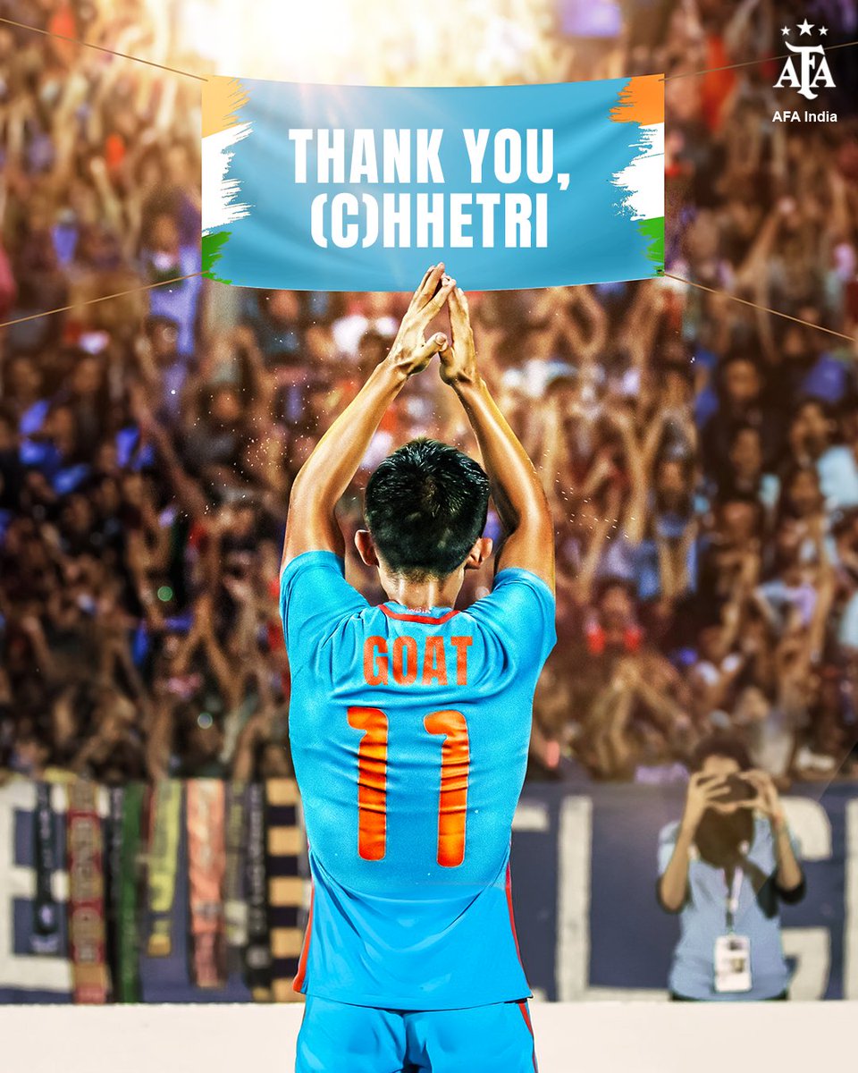 Dear Sunil (C)hhetri, On behalf of every fan of the beautiful game, for everything that you have done for this country, Thank you. ❤️🐐 June 6, we’ll be there. For you, For India. 🇮🇳