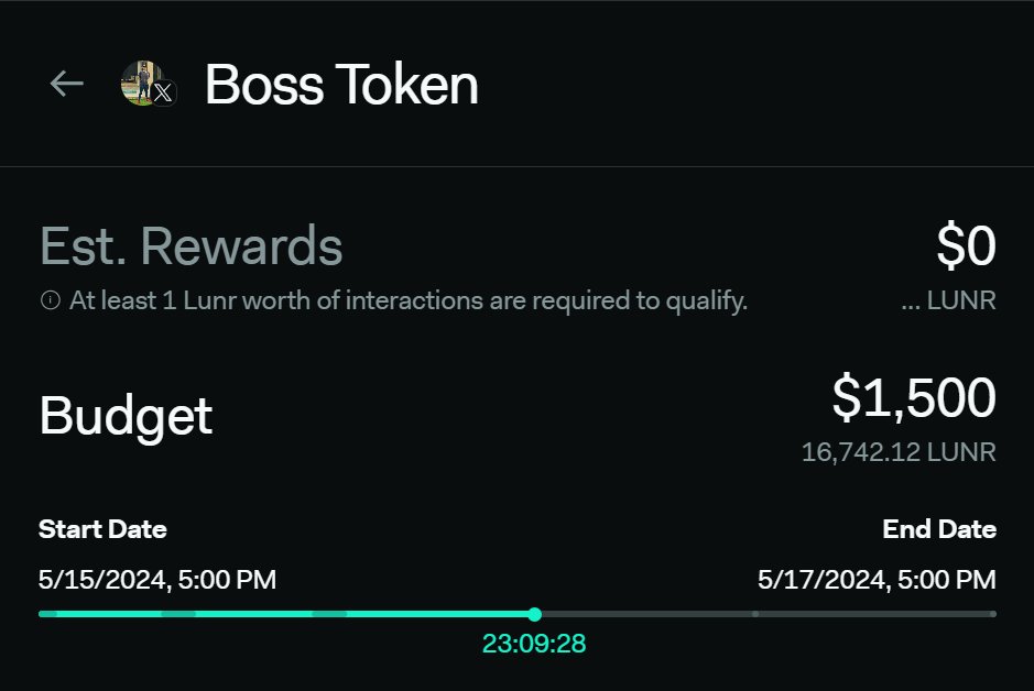 There is a day left to make up to $1,500 shilling $BOSS

Get involved in the @LunarCrushEarn campaign before it's over:

lunarcrush.com/earn/x9jdn9