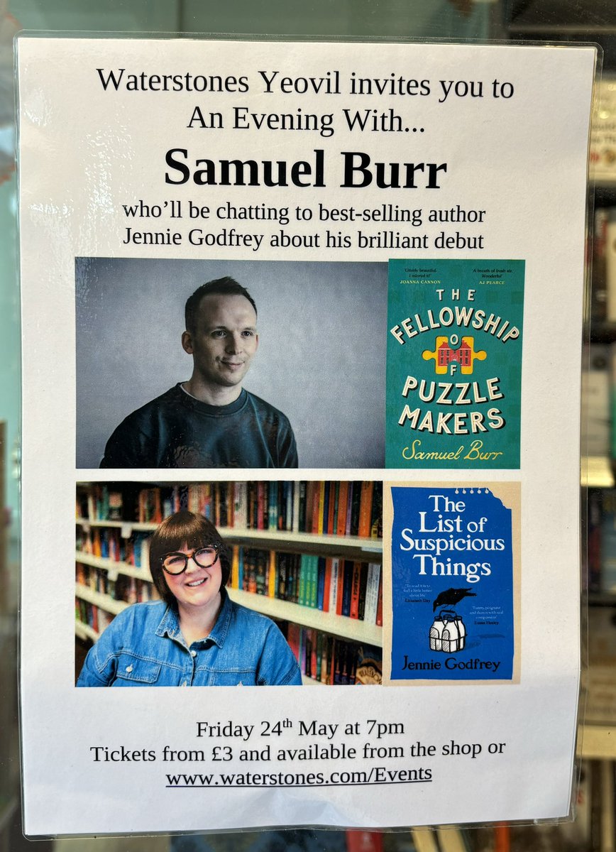 A wonderful evening to come at @waterstonesyeo with @samuelburr and @jennieg_author talking about their spectacular debuts - can’t wait! @headlinepg @HutchHeinemann #booklover #bookblogger #BookTwitter #booktok #bookstagram #booktwt #bookboost #booksworthreading