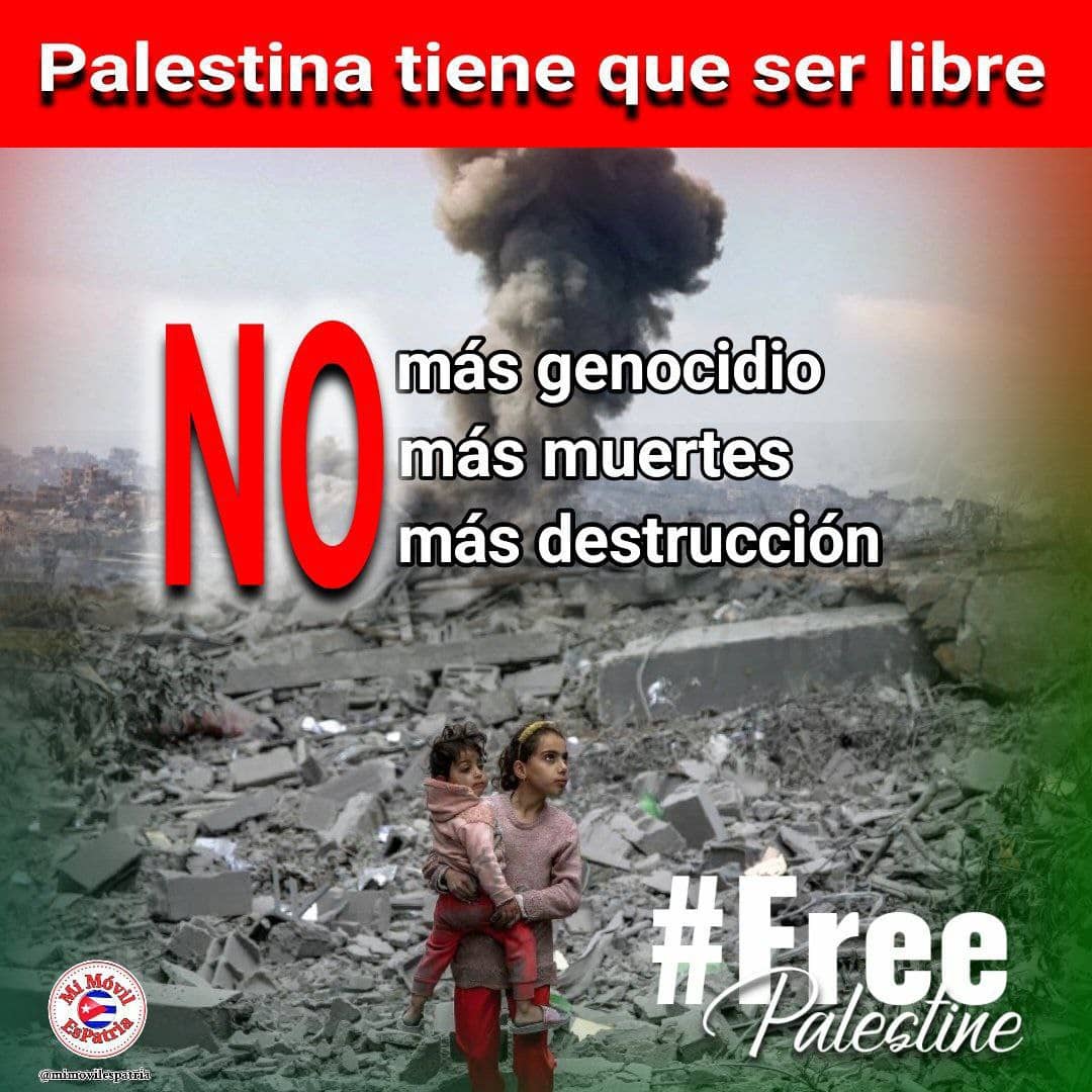 👉No más genocidio.
👉No más muertes.
👉No más destrucción.
#FreeePalestine 
#LatirAvileño ❤️
#Cuba 🇨🇺
