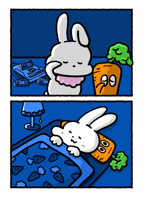 #イラスト  #illustraion
『ラビとキャロ』🐰🥕
夜ふかし。 